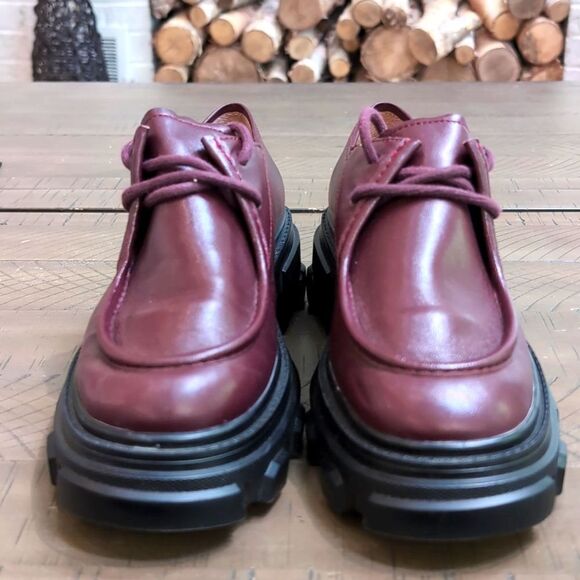 LISA VICKY Dare Lug Sole Burgundy Derby Shoes Women’s Size 7.5 - Picture 3 of 8
